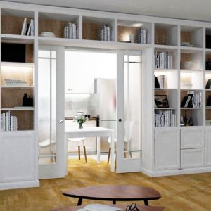 design living alb cu mobilier personalizat